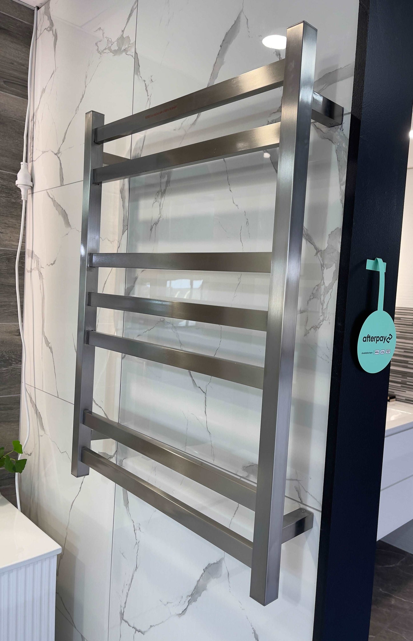 7 BAR SQUARE HEATED TOWEL RAIL HTR 800H*600W*110D- BRUSHED NICKEL - The Tile Collection™