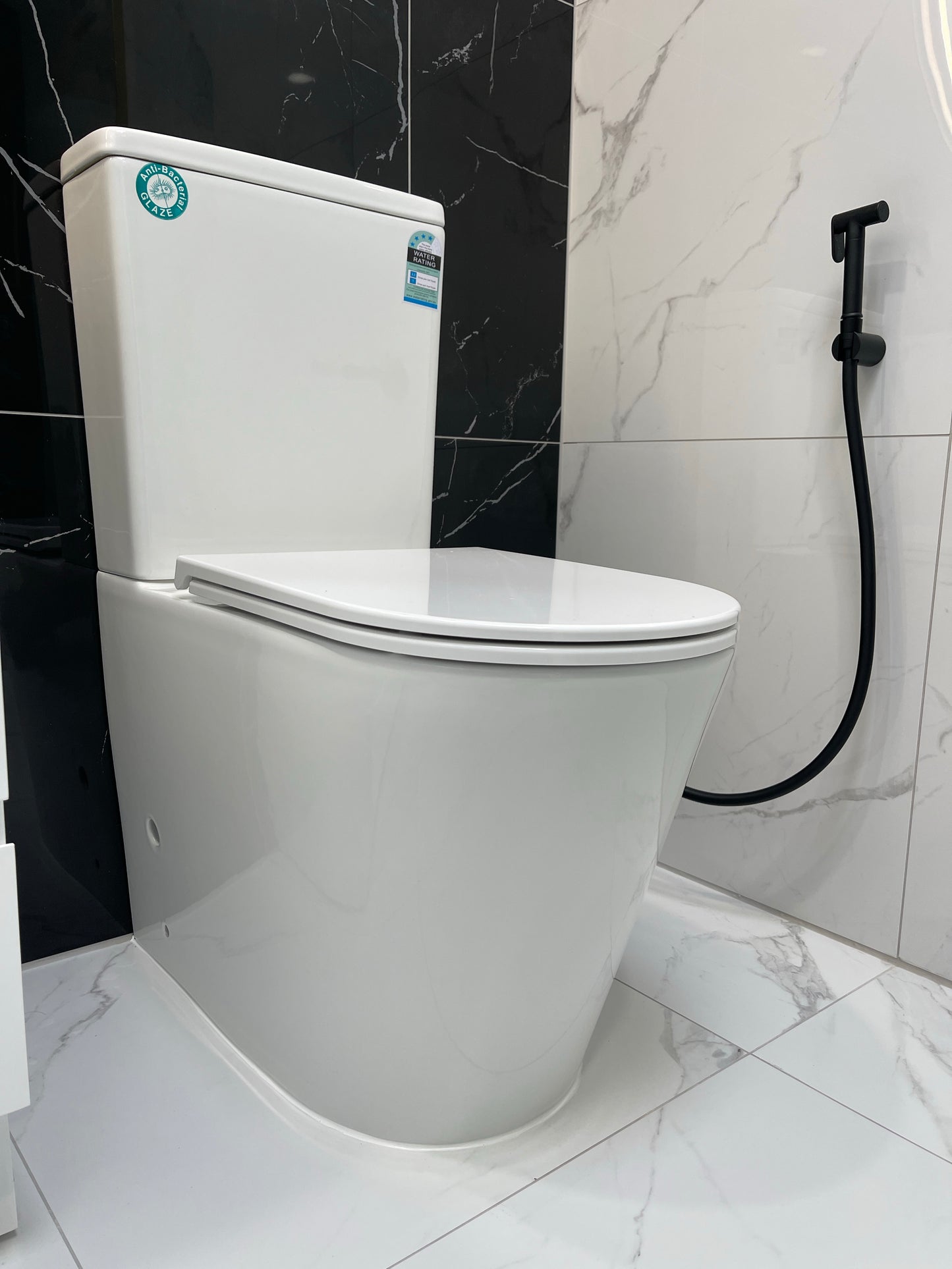 BROOKLYN OVERHEIGHT ZERO RIM TORNADO TOILET SUITE - RIMLESS, OVERHEIGHT & POWERFUL FLUSH - The Tile Collection™