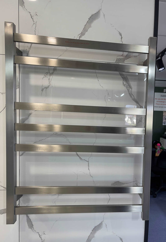 7 BAR SQUARE HEATED TOWEL RAIL HTR 800H*600W*110D- BRUSHED NICKEL - The Tile Collection™