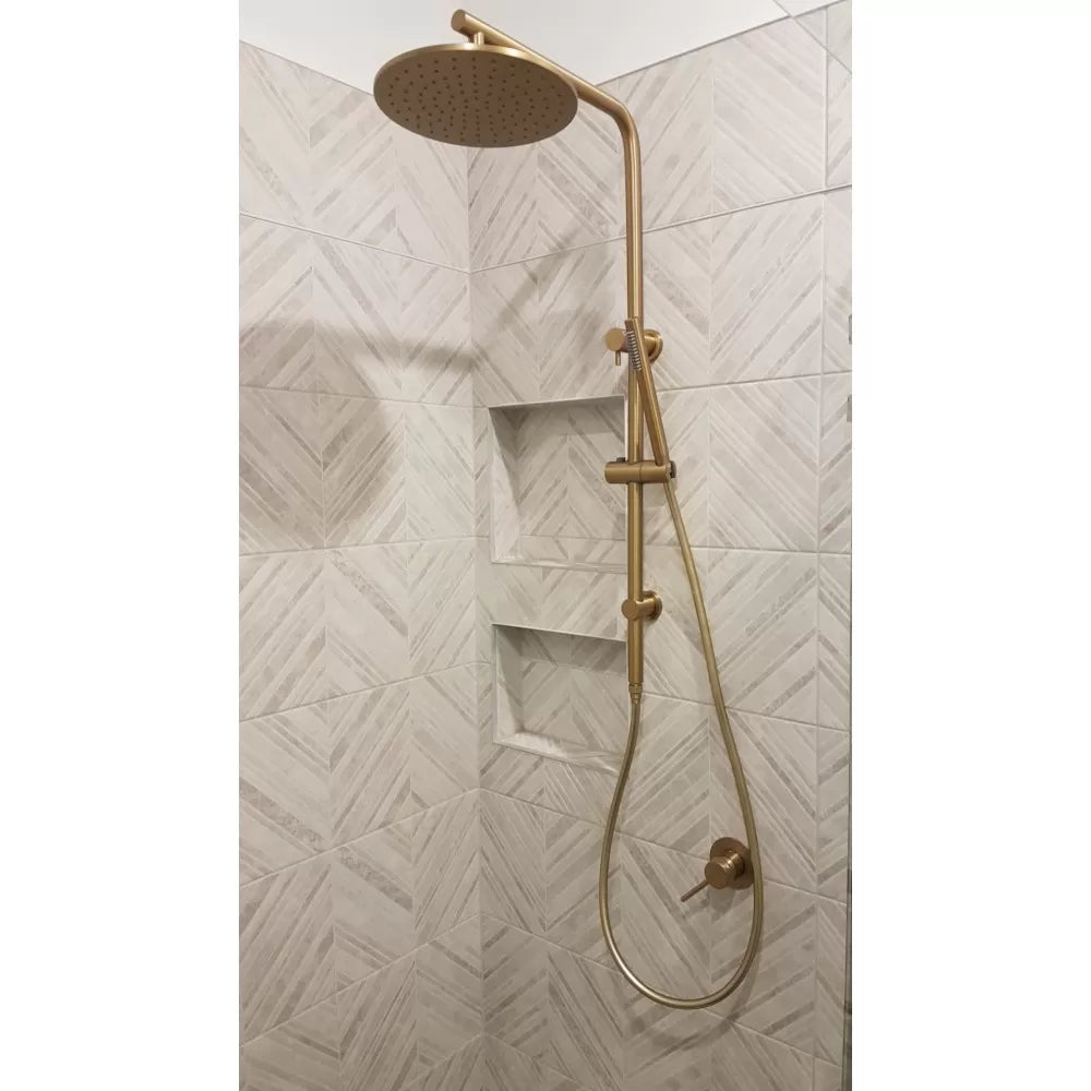 CHASE PREMIUM ROUND DUAL RAIN SHOWER COLUMN - BRUSHED BRASS - The Tile Collection™
