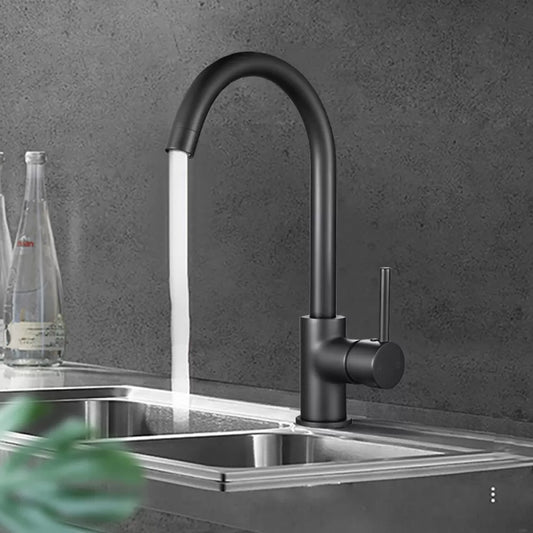 OPAL CLASSIC ROUND GOOSENECK KITCHEN SINK TAP - MATTE BLACK - The Tile Collection™
