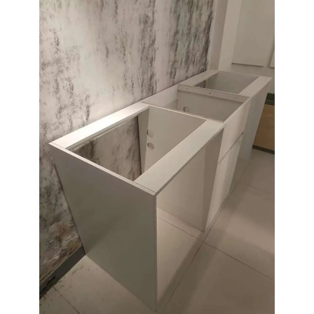 1800MM WHITE PLYWOOD LAUNDRY STATION | STONE BENCHTOP | STAINLESS STEEL SINK - The Tile Collection™