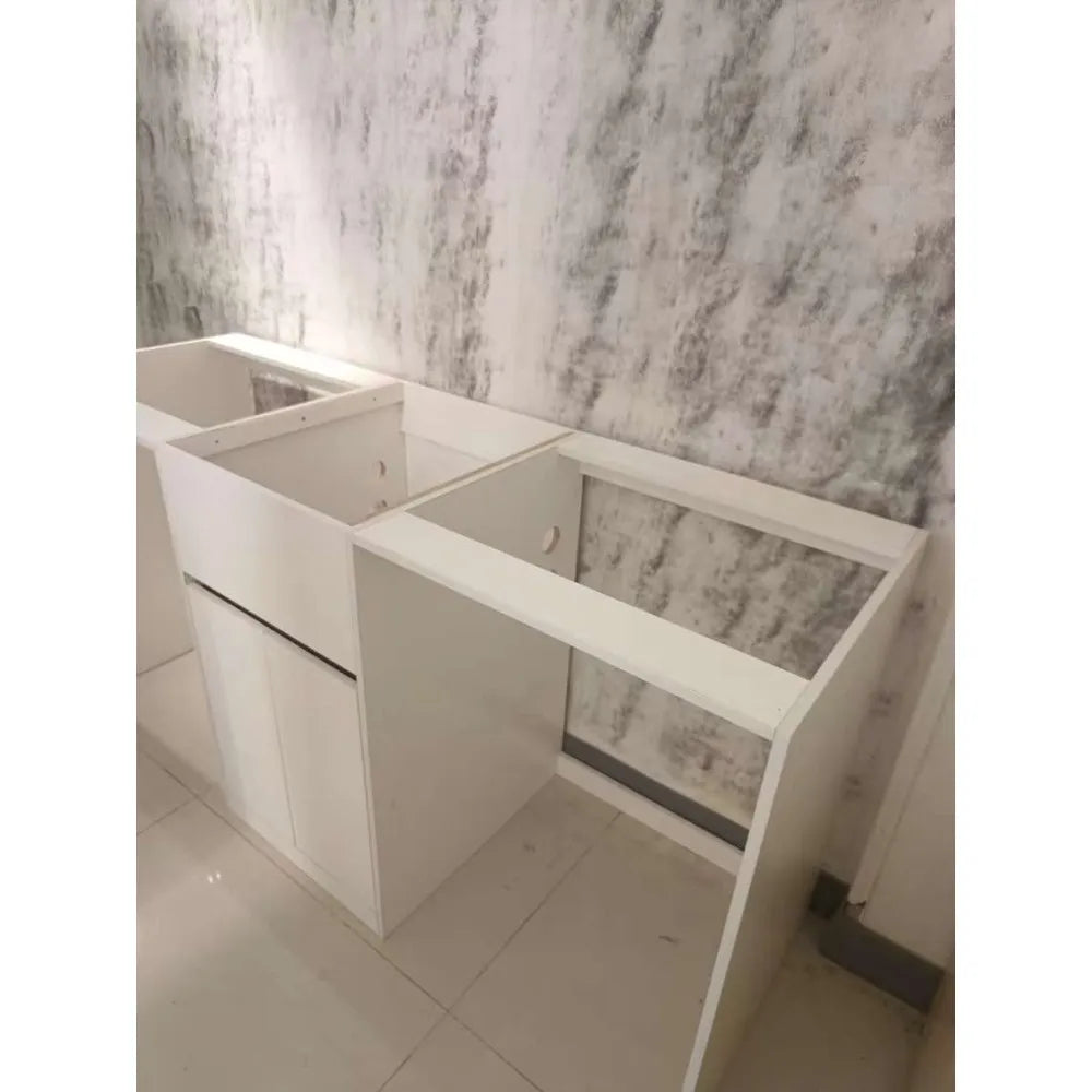 1800MM WHITE PLYWOOD LAUNDRY STATION | STONE BENCHTOP | STAINLESS STEEL SINK - The Tile Collection™