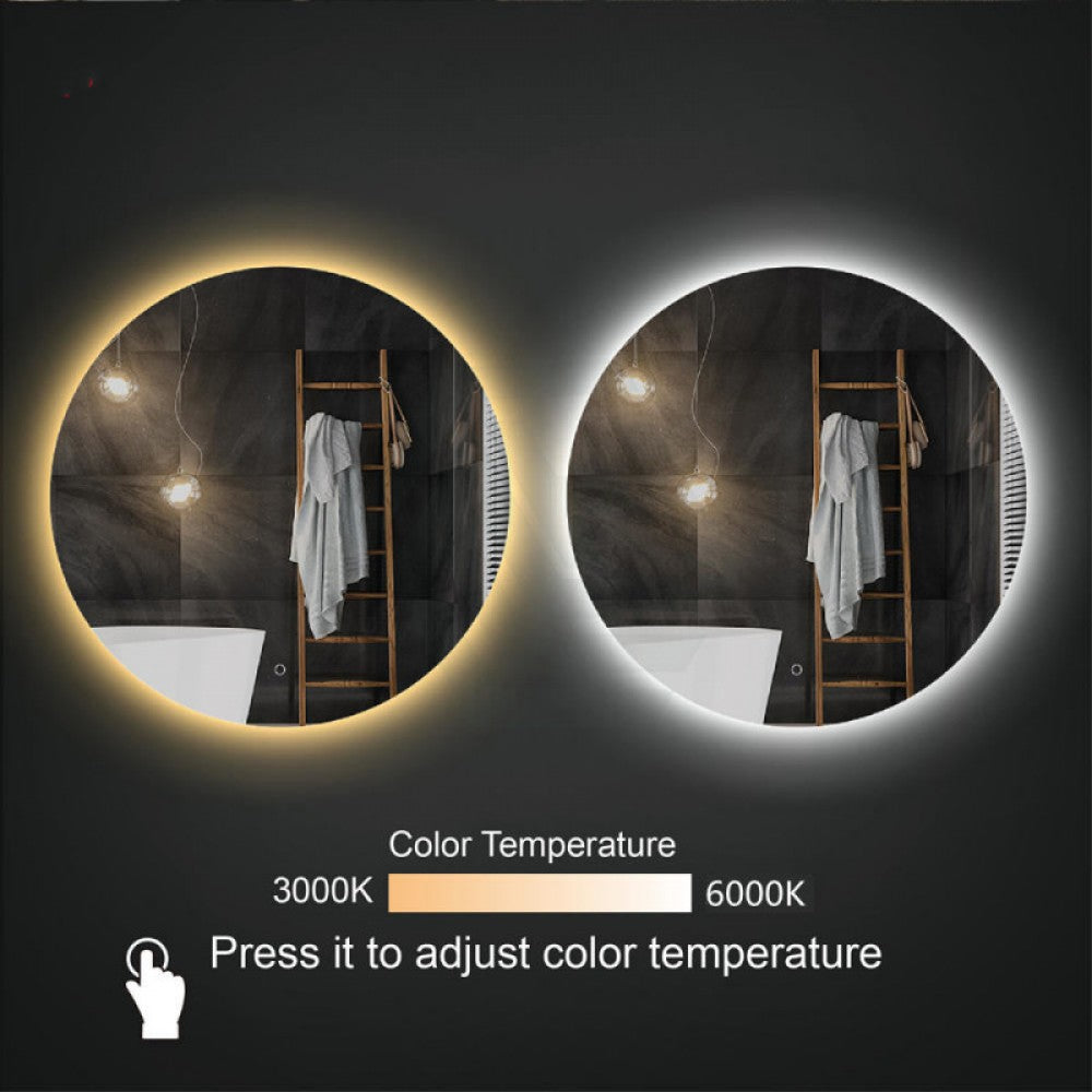 700MM ROUND BACKLIT LED MIRROR WITH MOTION SENSOR DEFOGGER | 3 COLOUR LIGHTS - The Tile Collection™
