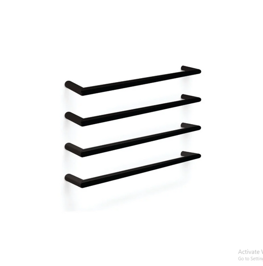 TRANQUILLITY ROUND SINGLE BAR HEATED TOWEL RAIL 850MM - MATTE BLACK - The Tile Collection™