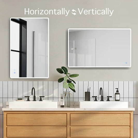 900X750MM RECTANGULAR LED MIRROR WITH MOTION SENSOR | DEMISTER | 3 COLOURS LIGHT - The Tile Collection™