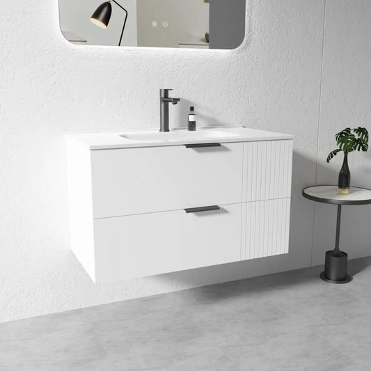 900MM AURA WALL HUNG VANITY WHITE | PLYWOOD - The Tile Collection™