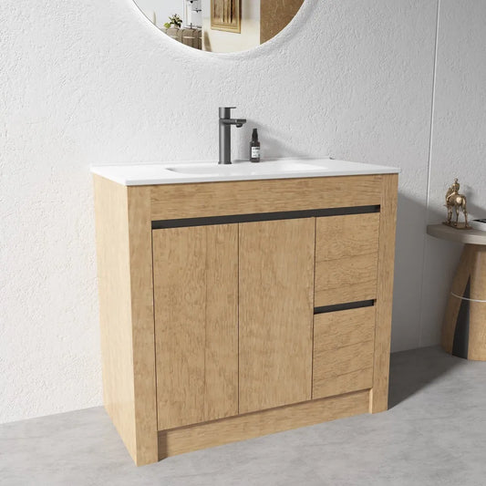 900MM BC7 PLYWOOD FLOOR STANDING VANITY WITH CERAMIC TOP - The Tile Collection™