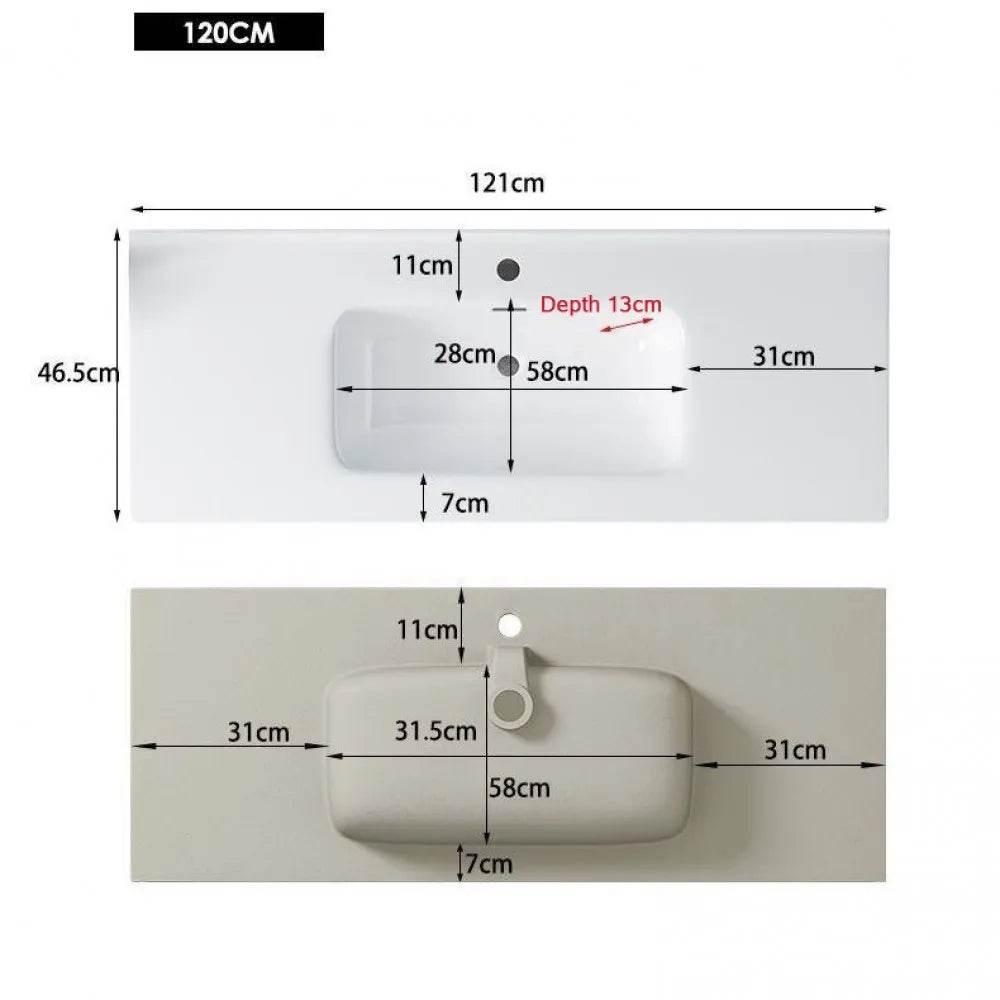 1200MM FLUTED GREY WALL HUNG PLYWOOD VANITY- SINGLE BASIN - The Tile Collection™