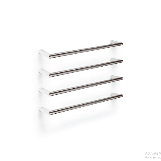 TRANQUILLITY ROUND SINGLE BAR HEATED TOWEL RAIL 850MM - POLISHED STAINLESS - The Tile Collection™