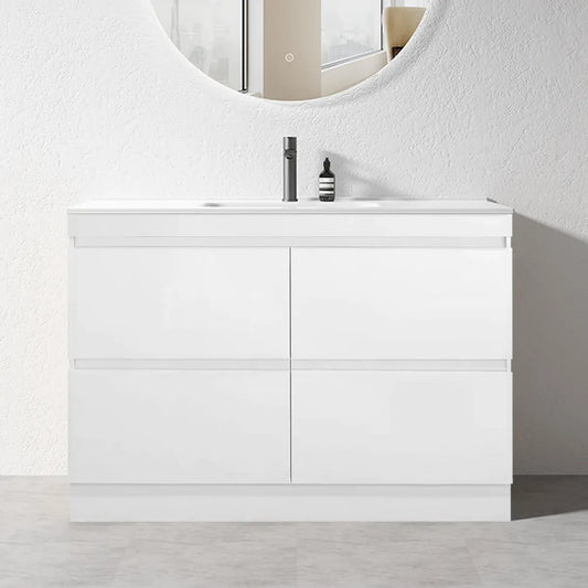 1500MM POLO WHITE GLOSS PLYWOOD FLOORSTANDING VANITY SINGLE BASIN - The Tile Collection™