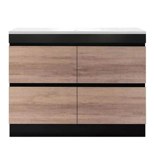 1200MM POLO BLACK AND LIGHT OAK FREESTANDING VANITY SINGLE BASIN - The Tile Collection™
