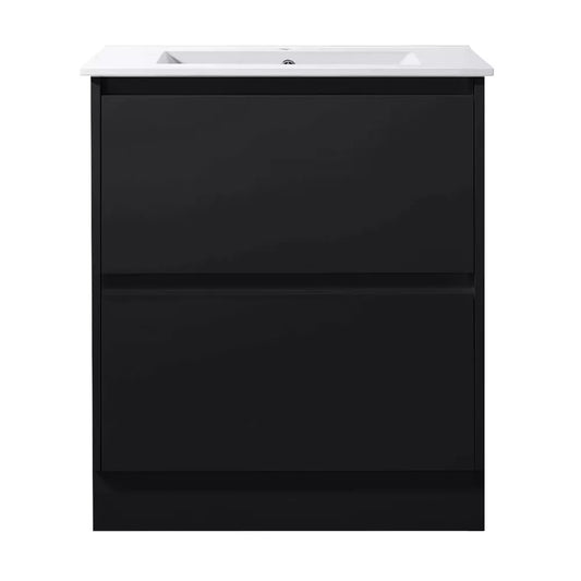 750MM POLO DARK OAK PLYWOOD FLOORSTANDING VANITY WITH CERAMIC TOP - The Tile Collection™