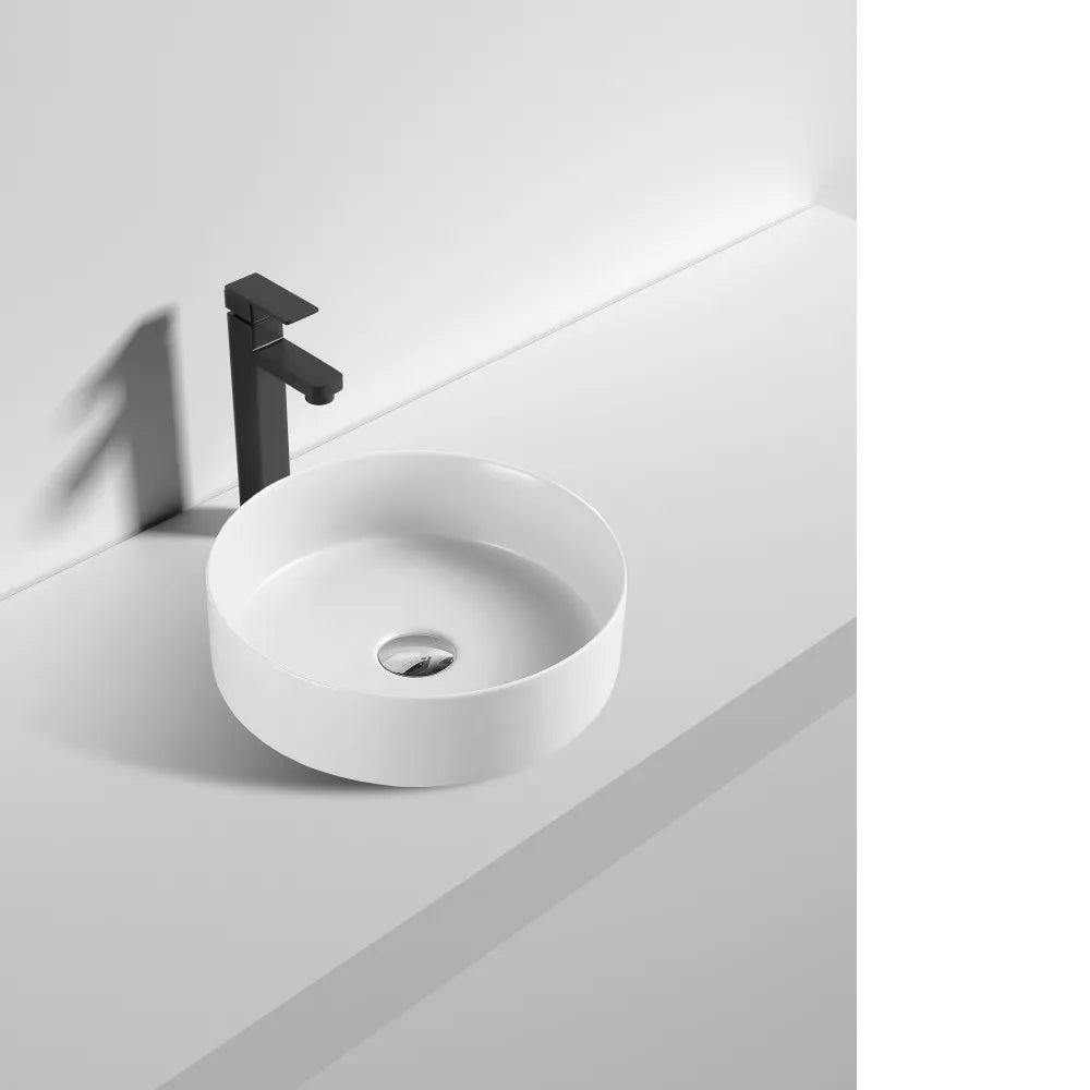 360MM ROUND ABOVE-COUNTER CERAMIC BASIN - MATT WHITE