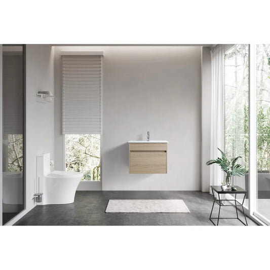 NATURAL OAK PLYWOOD WALL HUNG VANITY | 600MM | DN - The Tile Collection™