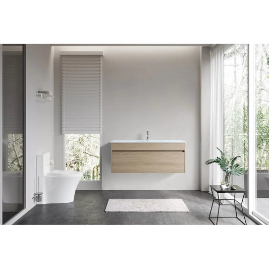 NATURAL OAK PLYWOOD WALL HUNG VANITY | 1200MM | SINGLE BASIN | DN - The Tile Collection™