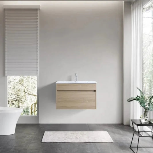 NATURAL OAK PLYWOOD WALL HUNG VANITY | 750MM | DN - The Tile Collection™