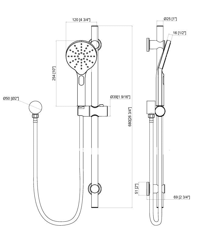 ROUND SHOWER SLIDE WITH HAND SHOWER - 5 COLOUR OPTIONS
