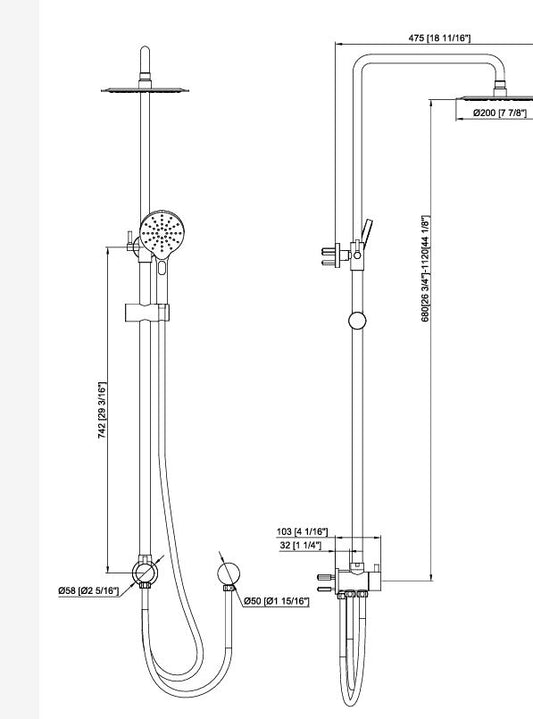 ROUND TWIN SHOWER COLUMN - CHROME
