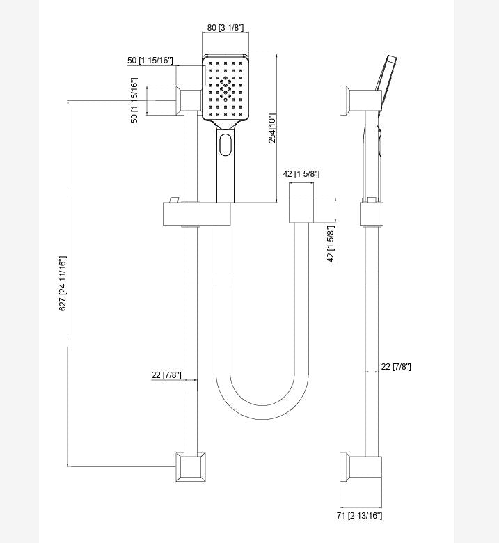 SQUARE SHOWER SLIDE WITH HAND SHOWER DN- 2 COLOURS