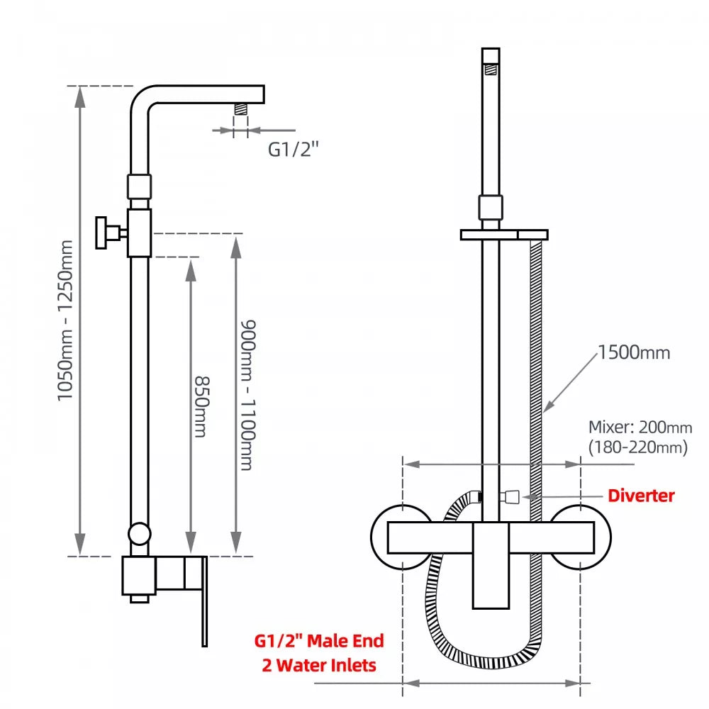 FUSION 3 in 1 RAIN SHOWER SET - GUNMETAL GREY - The Tile Collection™