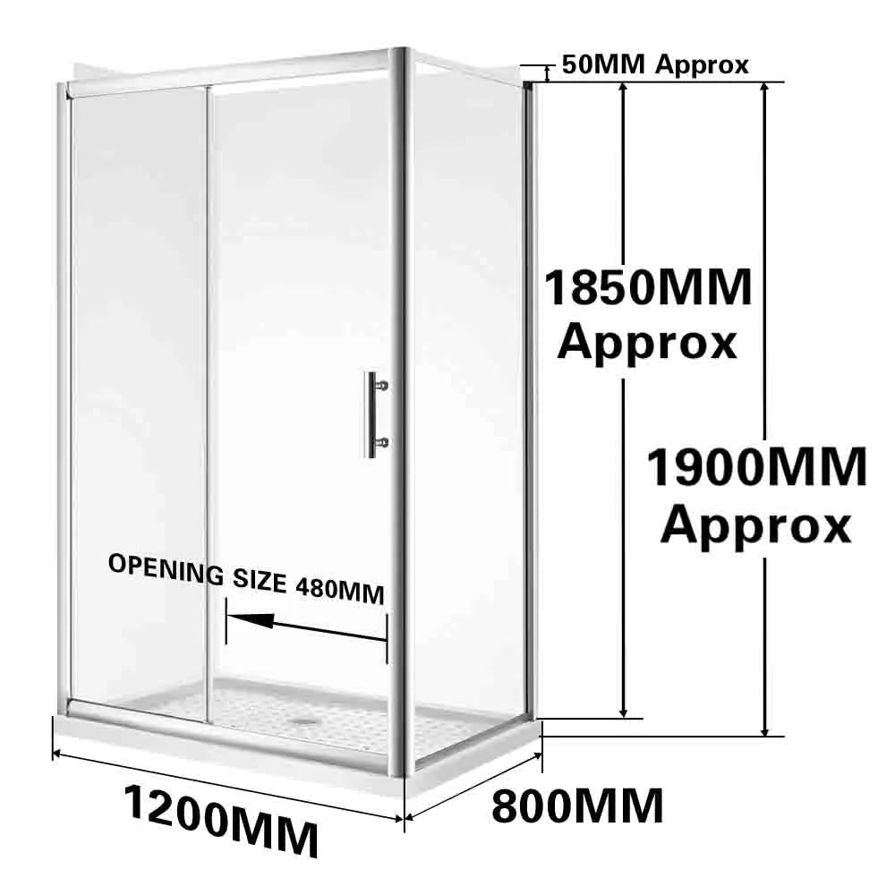 1200X800MM CHROME SLIDING DOOR SHOWER ENCLOSURE - 2 SIDED - The Tile Collection™