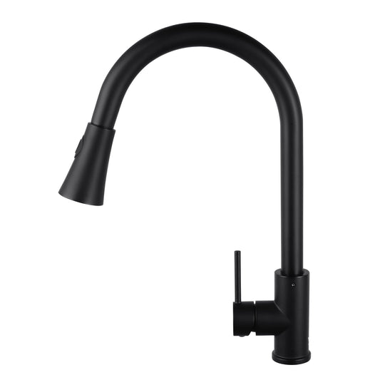 OPAL ROUND BLACK PULLOUT KITCHEN SINK TAP - The Tile Collection™