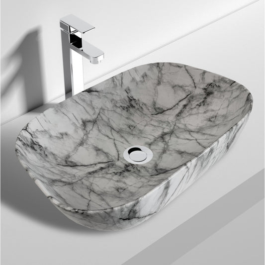 CALCUTTA WHITE MARBLE LOOK CERAMIC ART BASIN - The Tile Collection™