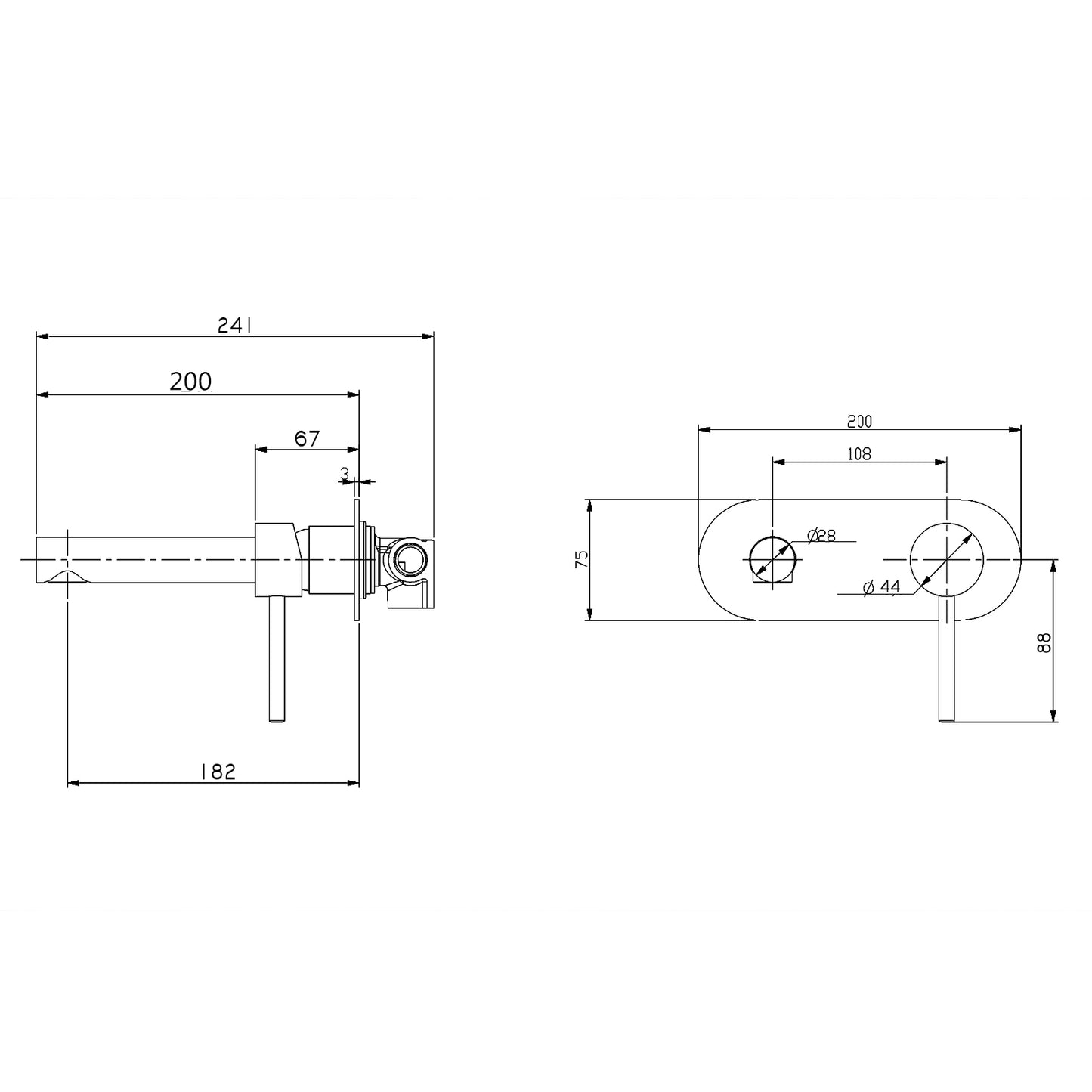 OPAL ROUND WALL MOUNTED MIXER & SPOUT SET - 2 COLOURS - The Tile Collection™