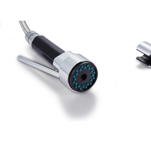 MODA BLACK & CHROME SPRING COMMERCIAL TWIN SPOUT KITCHEN MIXER - The Tile Collection™