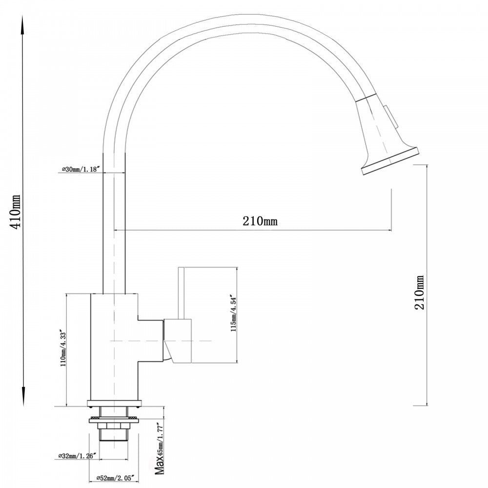 OPAL GOOSENECK PULLOUT KITCHEN SINK MIXER - CHROME - The Tile Collection™
