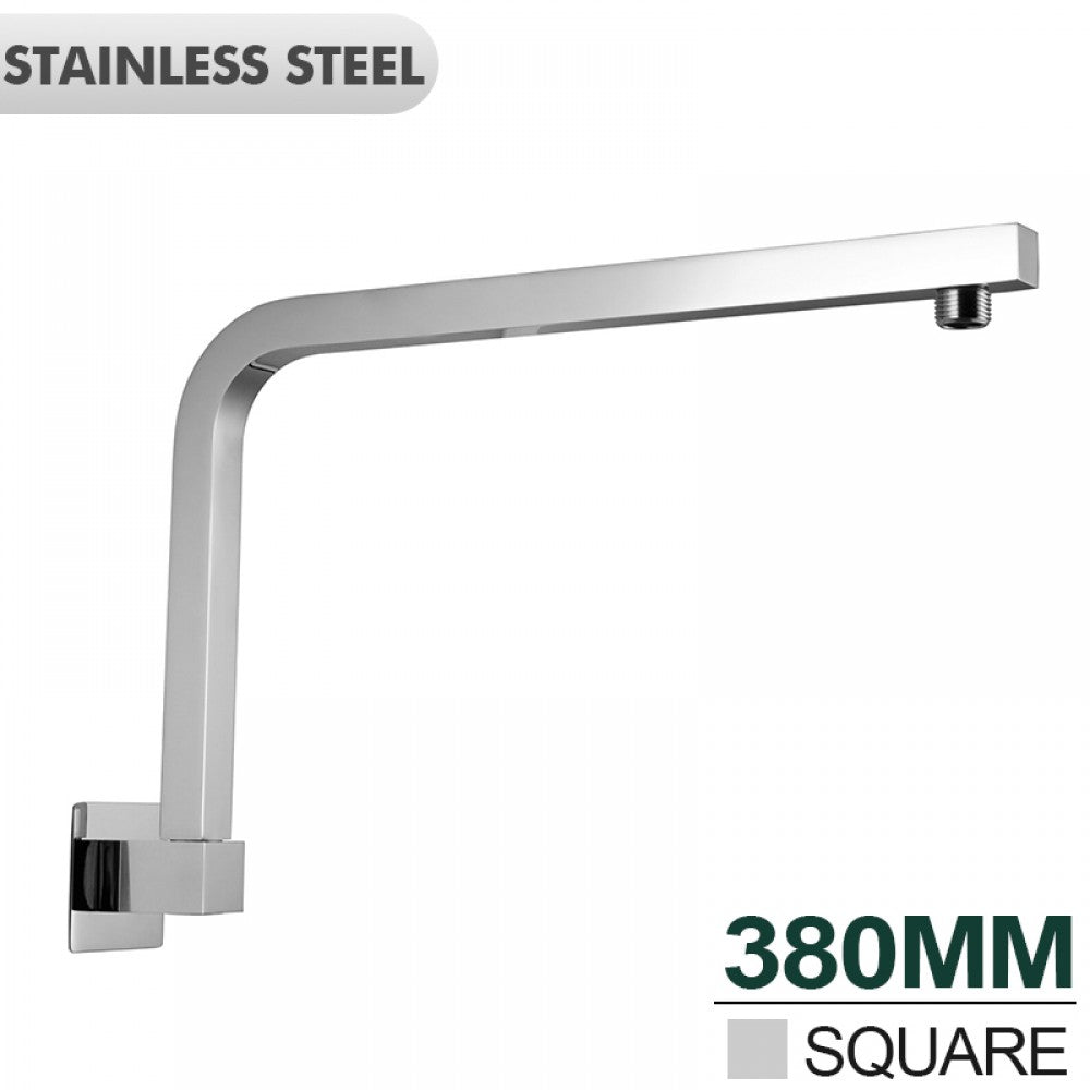 SWIVEL SQUARE SLIM CHROME WALL MOUNT SHOWER ARM 400MM - The Tile Collection™