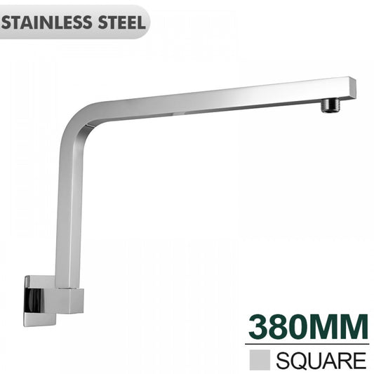 SWIVEL SQUARE SLIM CHROME WALL MOUNT SHOWER ARM 400MM - The Tile Collection™