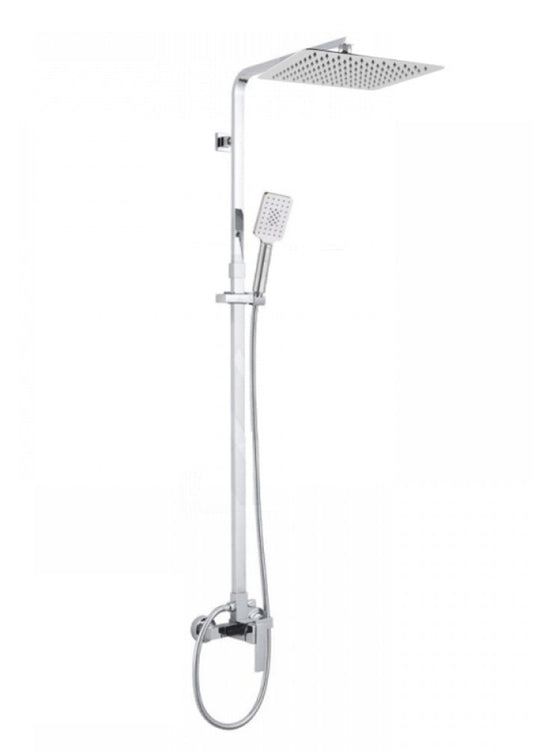 FUSION SQUARE RAIN SHOWER SET WITH EXTERNAL MIXER - CHROME - The Tile Collection™