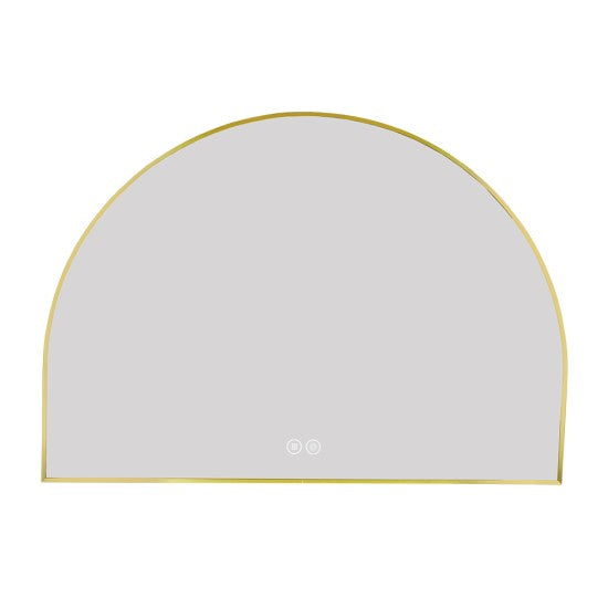 1200x850MM BRUSHED GOLD METAL FRAME ARCHED BACKLIT LED MIRROR | DEFOGGER | 3 COLOURS LIGHTS - The Tile Collection™
