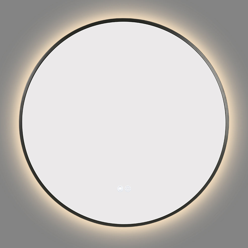 700MM ROUND GUNMETAL GREY FRAME BACKLIT LED MIRROR WITH MOTION SENSOR | DEFOGGER | 3 COLOURS LIGHTS - The Tile Collection™