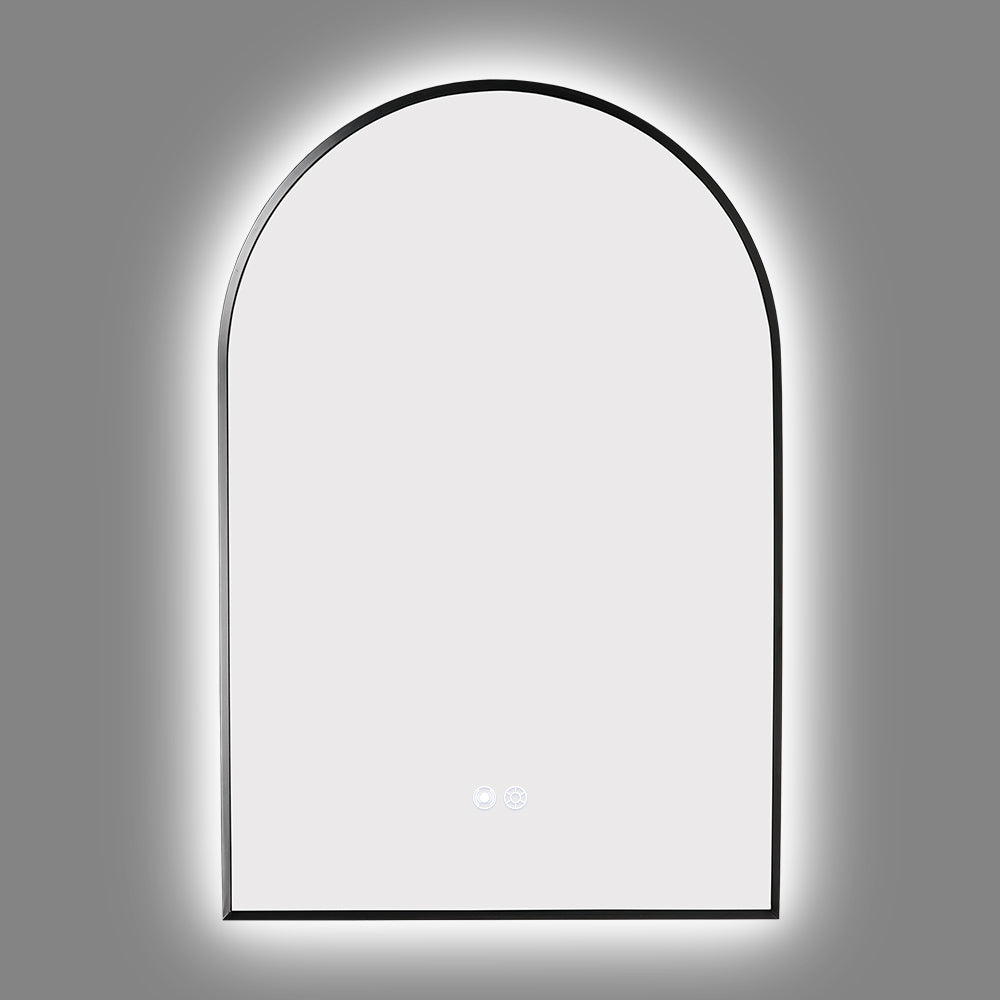 600x900MM GUNMETAL GREY METAL FRAME ARCHED BACKLIT LED MIRROR WITH MOTION SENSOR | DEFOGGER | 3 COLOURS LIGHTS - The Tile Collection™