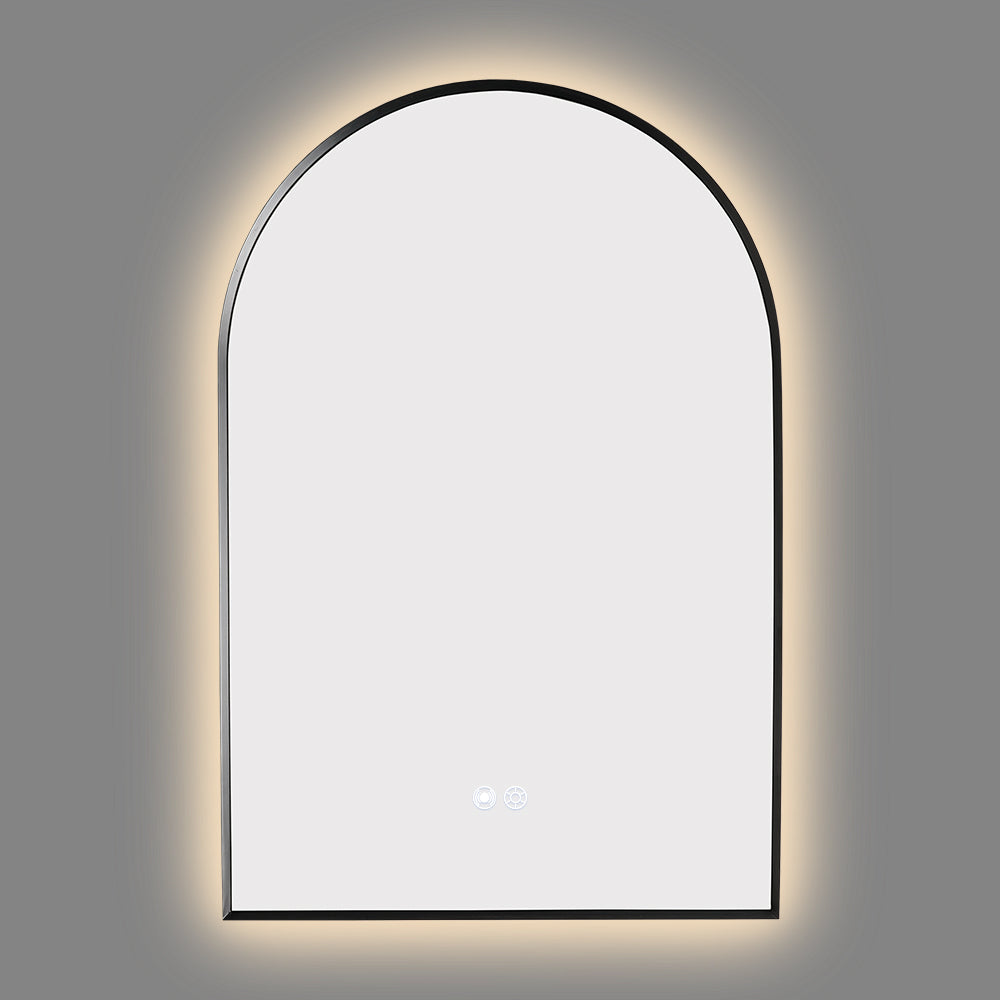 600x900MM GUNMETAL GREY METAL FRAME ARCHED BACKLIT LED MIRROR WITH MOTION SENSOR | DEFOGGER | 3 COLOURS LIGHTS - The Tile Collection™