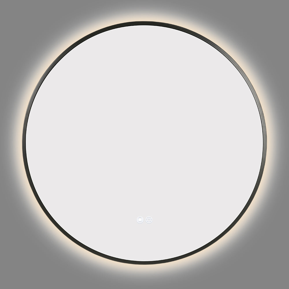 700MM ROUND GUNMETAL GREY FRAME BACKLIT LED MIRROR WITH MOTION SENSOR | DEFOGGER | 3 COLOURS LIGHTS - The Tile Collection™