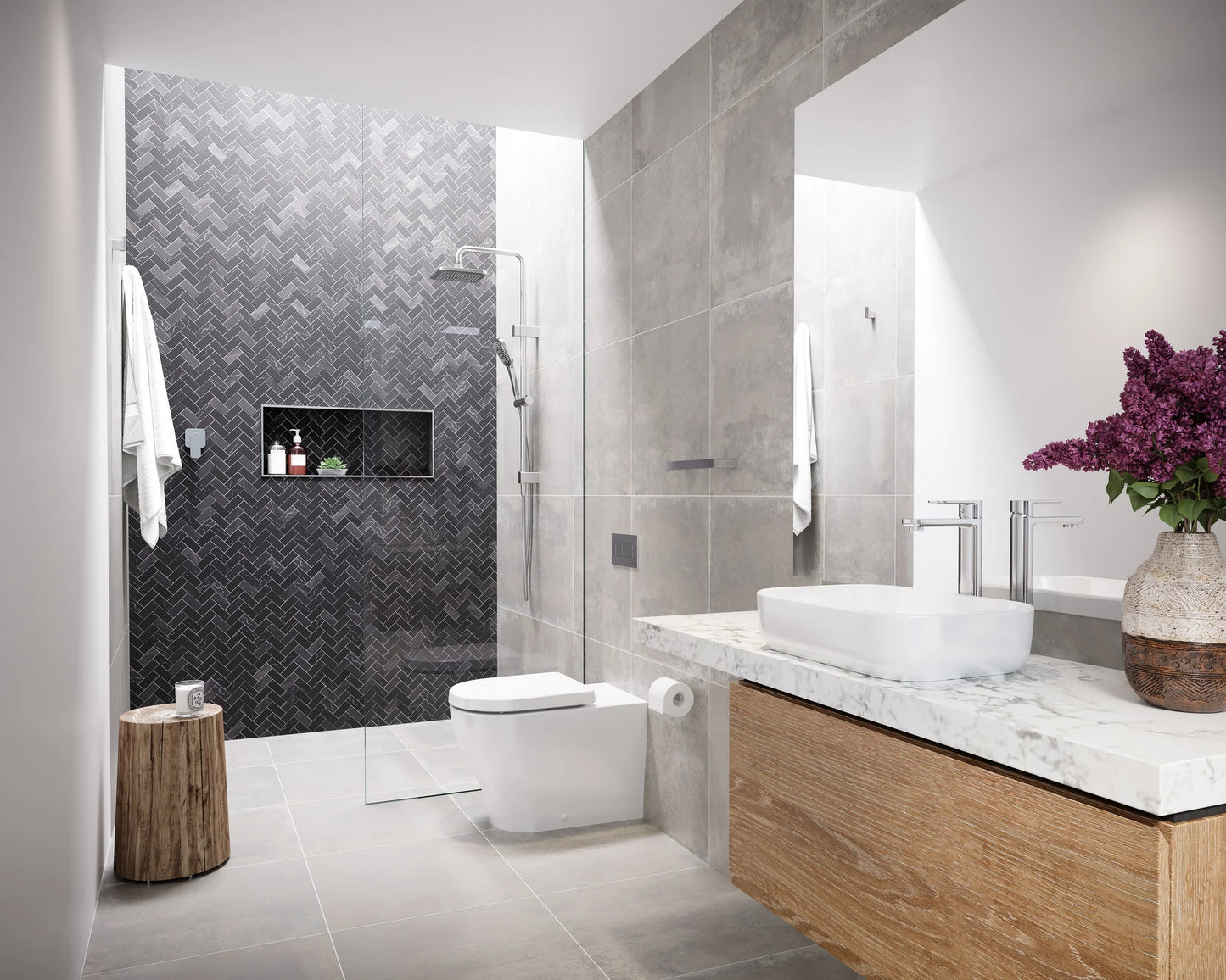 Caroma Luna® Overhead Shower Rail Chrome Lifestyle