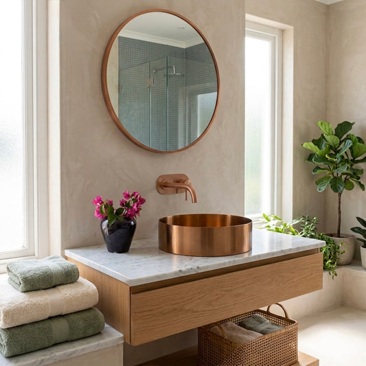 400MM ROUND STAINLESS STEEL BASIN SINK - BRUSHED COPPER