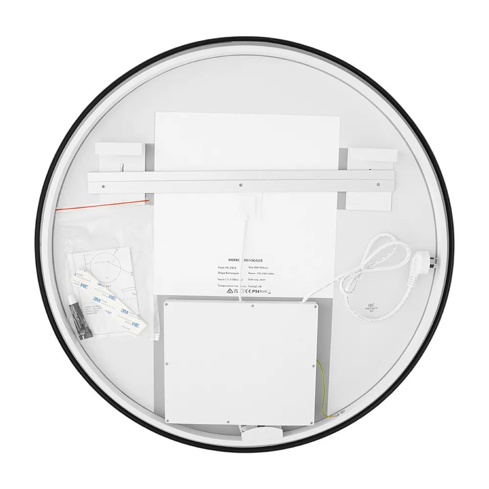 900MM ROUND BACKLIT LED MIRROR WITH GUNMETAL FRAME & MOTION SENSOR | DEFOGGER | 3 COLOURS LIGHTS