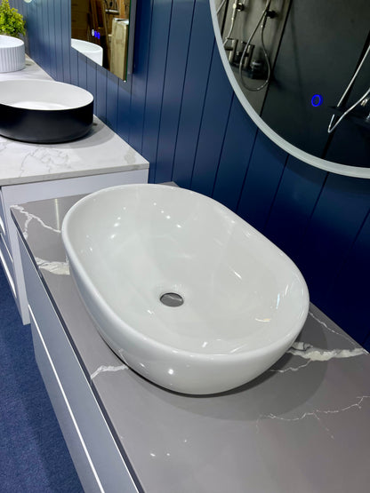 OVAL COUNTERTOP CERAMIC BASIN DN | GLOSS WHITE | 485*350*140*MM