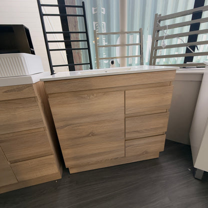 MADRID FLOOR STANDING VANITY 900MM - LIGHT OAK | PLYWOOD BATHROOM VANITY NZ