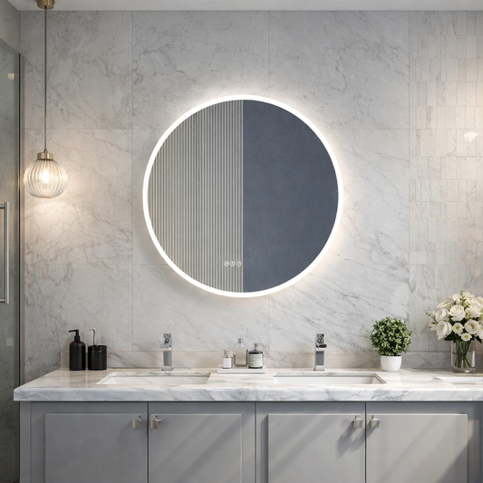 750MM ZEPHYR ROUND LED MIRROR| DEMISTER | 3 COLOUR LIGHTS