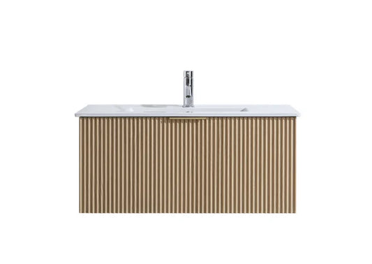 MEHER FLUTED OAK WALL HUNG VANITY | 900MM |PLYWOOD
