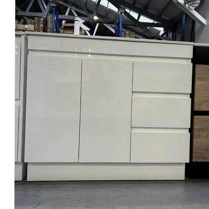 1000MM MADRID PLYWOOD WHITE GLOSS FREESTANDING VANITY WITH CERAMIC TOP - The Tile Collection™
