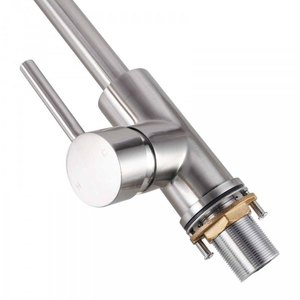 OPAL CLASSIC ROUND GOOSENECK KITCHEN SINK TAP - BRUSHED NICKEL - The Tile Collection™
