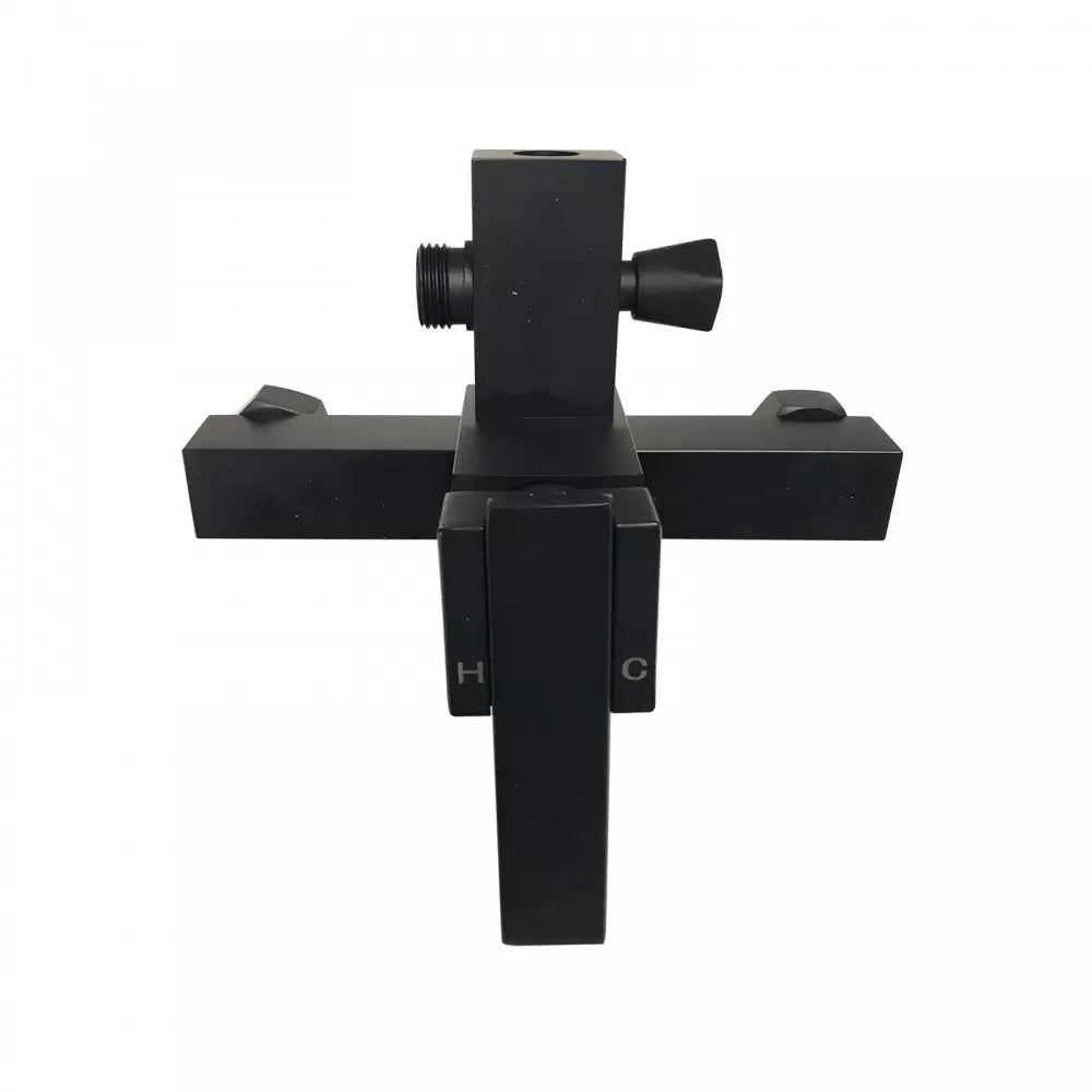 FUSION SQUARE RAIN SHOWER SET WITH EXTERNAL MIXER - MATTE BLACK - The Tile Collection™