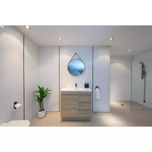 750MM MADRID LIGHT OAK  PLYWOOD FLOORSTANDING VANITY WITH CERAMIC TOP
